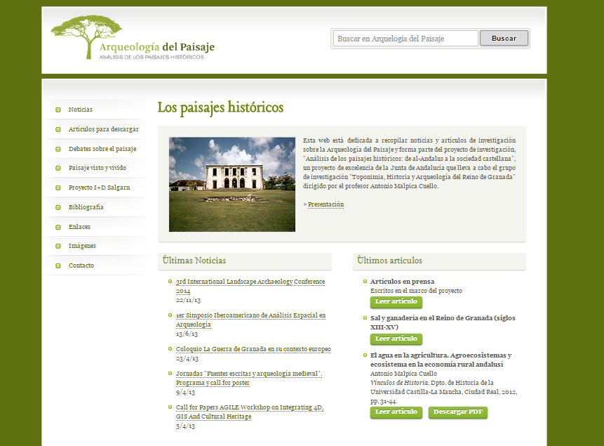 Captura de pantalla de esta gran web de arqueología del paisaje