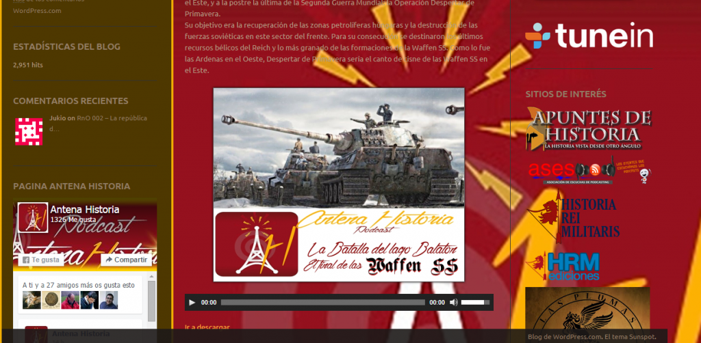 Captura de pantalla de uno de los podcasts de este gran blog de Historia militar