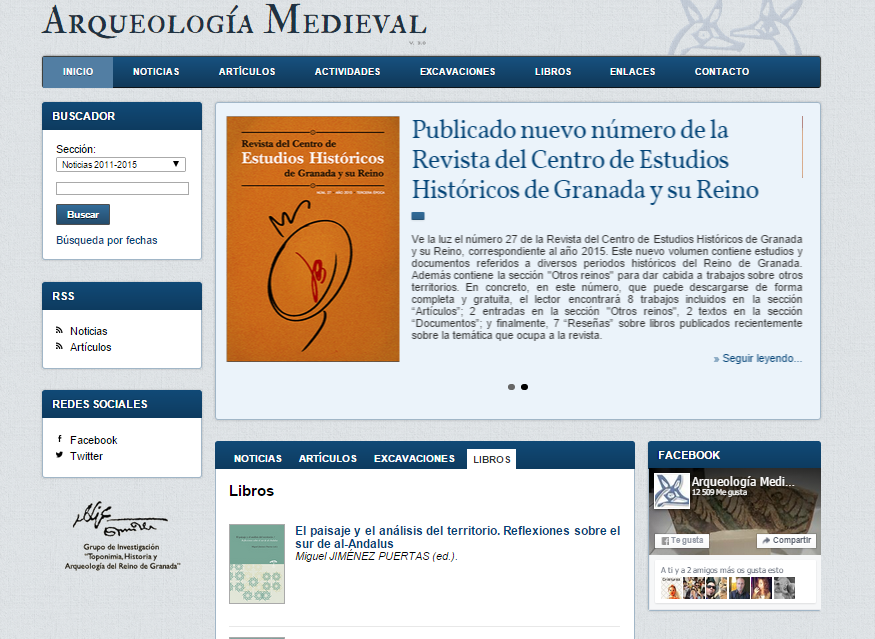 Captura de pantalla general de esta gran web sobre arqueología de la Edad Media