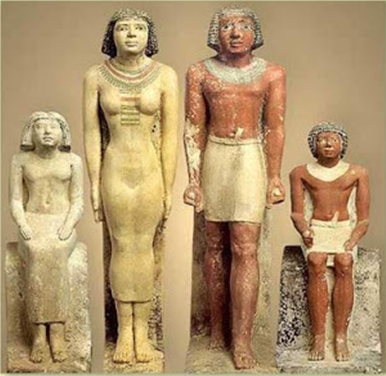 Estatuillas de un matrimonio egipcio y sus hijos