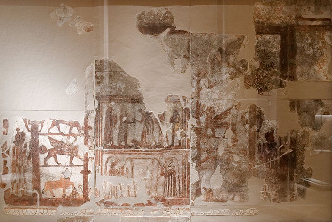 Mural del palacio de Mari atribuido al supuesto hijo de Yakhdun-Lim, Zimri-Lim