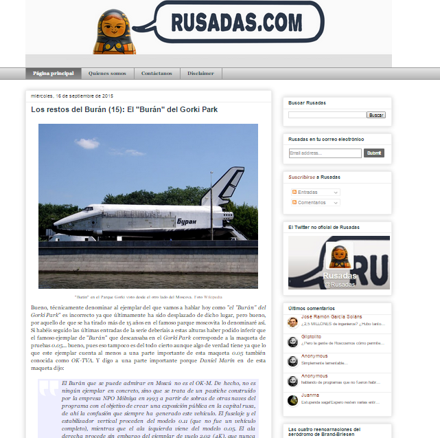 Captura de pantalla general de este gran blog de curiosidades de Rusia