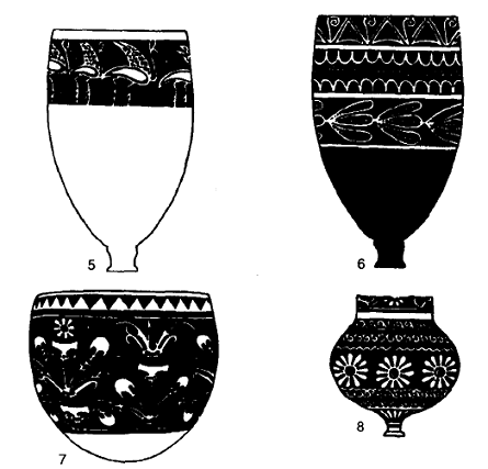 Dibujos hechos a partir de ejemplos reales de cerámica de Mittani