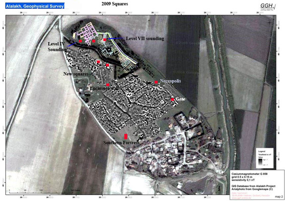 Plano satélite mostrando las distintas partes del yacimiento de Alalakh