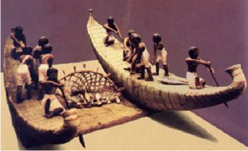 Figuras de barcos en el antiguo Egipto utilizadas para la pesca