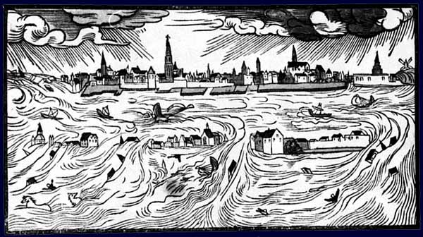 Dibujo de Hans Moser de la gran inundación de 1570