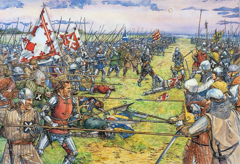 Lámina de la Batalla de Stirling en el que se ve el verdadero aspecto de los escoceses