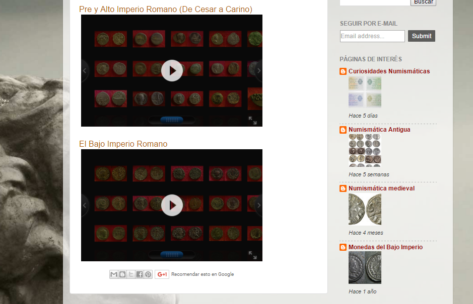 Captura de pantalla de parte de la galería de este gran blog de numismática