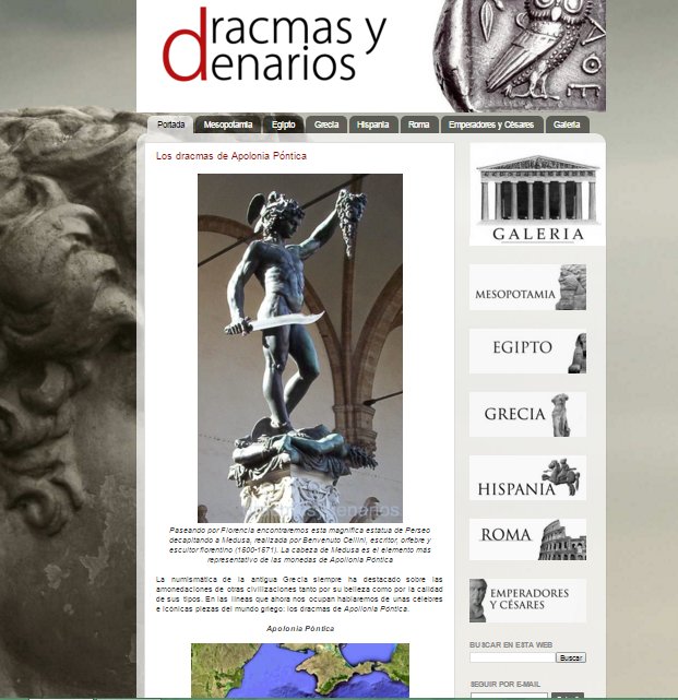 Captura de pantalla general de este gran blog de numismática antigua