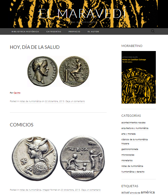 Captura de pantalla general de este gran blog de numismática