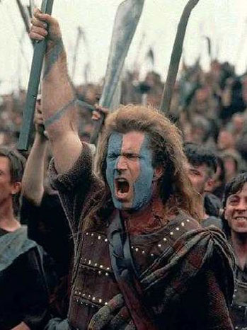 Mel Gibson supuestamente caracterizado como William Wallace en Braveheart