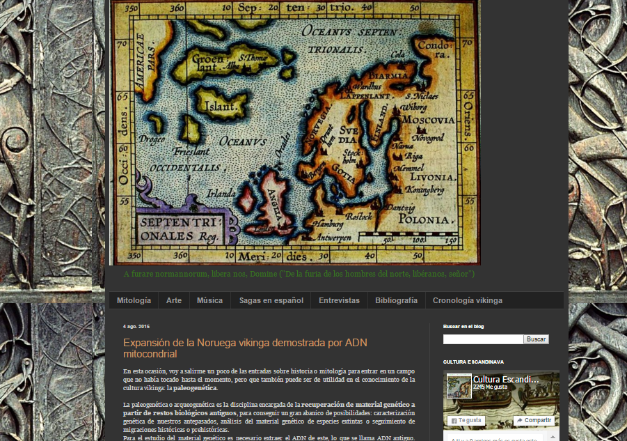 Captura de pantalla general del blog Cultura Escandinava
