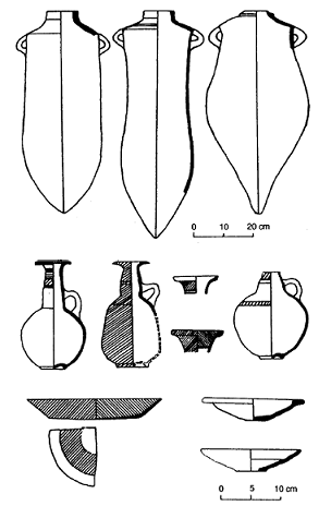 Dibujos basados en ejemplos reales de piezas cerámicas de comercio de los fenicios