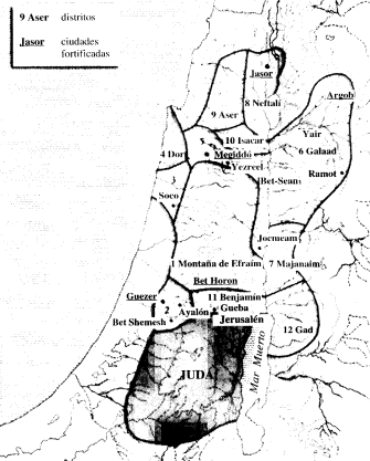 Mapa de los doce distritos financieros del reinado de Salomón