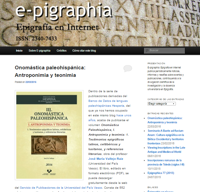 Captura de pantalla general de E pigraphia