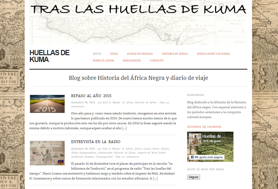 Captura de pantalla general de este maravilloso blog de Historia africana