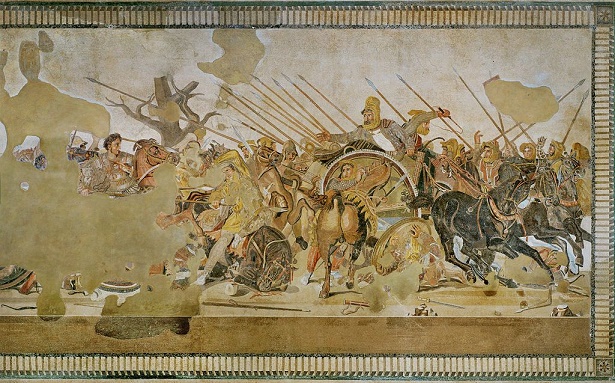 Estado actual de un mosaico pompeyano que representaba la batalla de Issos