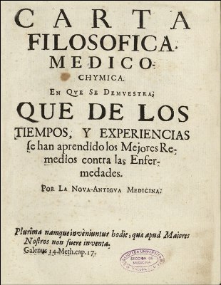 Carta filosófico-médico- química de Juan de Cabriada, ejemplo de la ilustración española