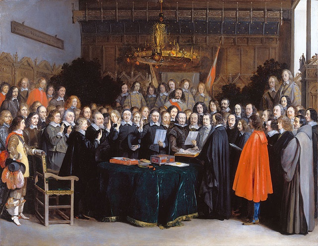 Firma del traado de la paz de Münster, una de las principales consecuencias de la Guerra de los Treinta Años