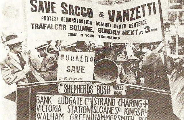 Protesta pidiendo la libertad de Sacco y Vanzetti