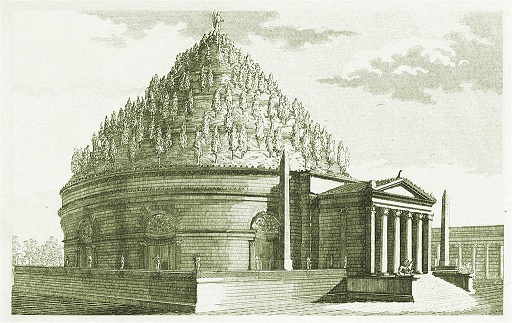 Reconstrucción decimonónica del aspecto que podría haber tenido el mausoleo de Augusto