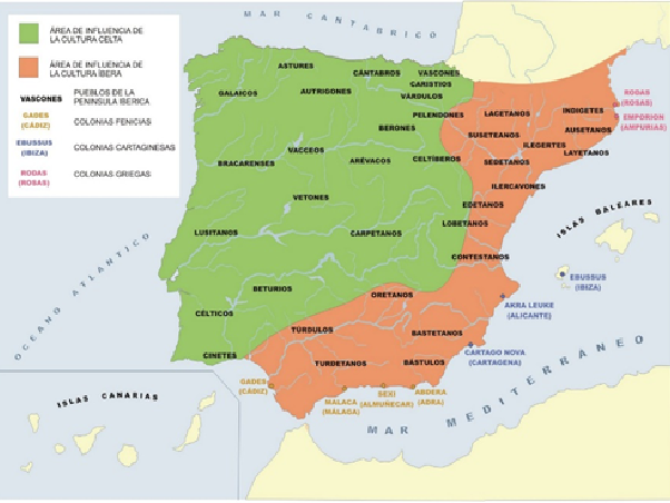 Mapa de los pueblos prerromanos de la península Ibérica