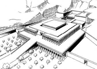 Una de las posibles reconstrucciones del complejo funerario de Mentuhotep II
