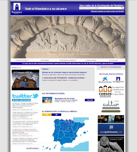 Captura de pantalla general de esta gran web de patrimonio románico español