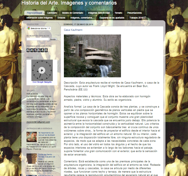 Captura de pantalla general de este gran blog de Historia del Arte para estudiantes