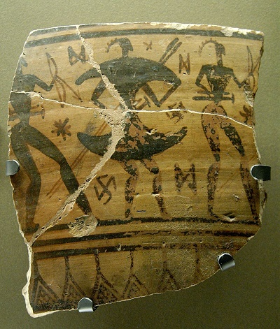 Fragmento de cerámica griega de finales de la Edad Oscura griega