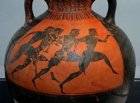 Ánfora griega de figuras negras del último tercio del siglo VI aC,