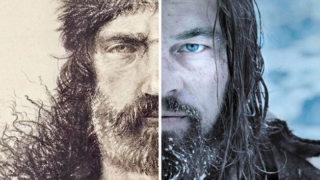 Imagen comparativa entre el personaje verdadero y el de Leonardo di Caprio en "El renacido"
