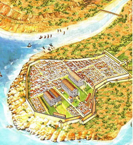 Reconstrucción de cómo debió ser la ciudad de Selinunte