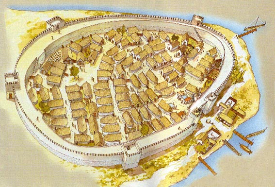 Reconstrucción de cómo sería la ciudad de Esmirna en el siglo VIII a.C., un siglo antes de la separación mencionada