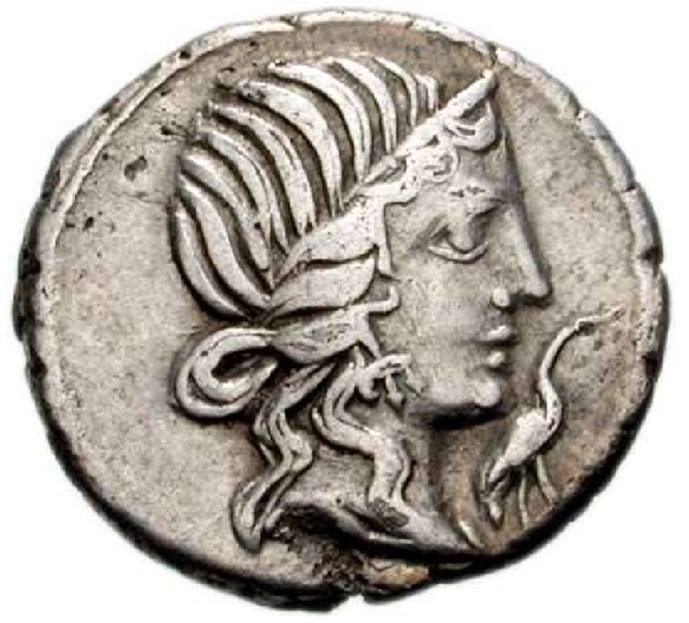 Denario con el rostro de Quinto Metelo, líder romano en las Guerras Sertorianas