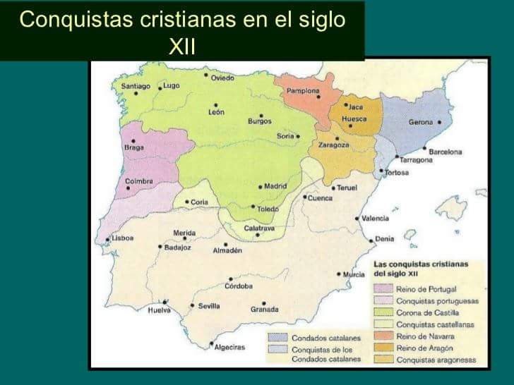 Mapa de la Península Ibérica en la segunda mitad del siglo XII
