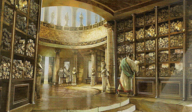 Posible reconstrucción de una de las salas de la Gran Biblioteca de Alejandría