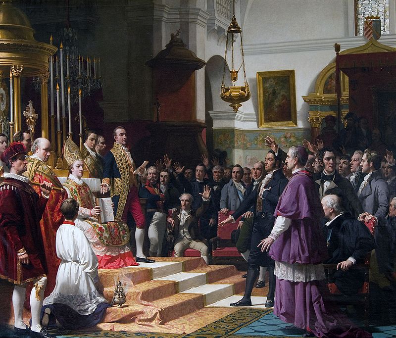 Cuadro sobre el juramento de las Cortes de Cádiz que hicieron al final la constitución de 1812, en la Iglesia mayor parroquial de San Fernando