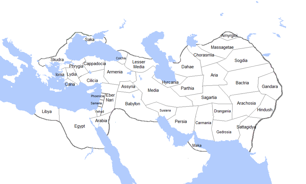 Mapa político del imperio persa en su momento de mayor extensión territorial