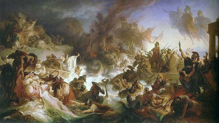 La batalla de Salamina, cuadro pintado en 1868 por Wilhelm von Kaulbach