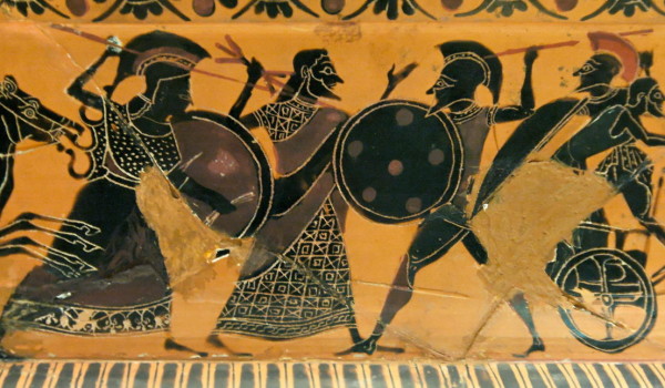 Cerámica de figuras negras en el que se representa la lucha contra el persa