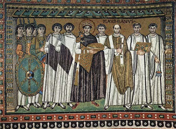 Mosaico del emperador Justiniano en la iglesia de San Vital en Rávena