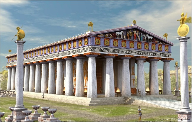 Posible reconstrucción del templo de Zeus en Olimpia