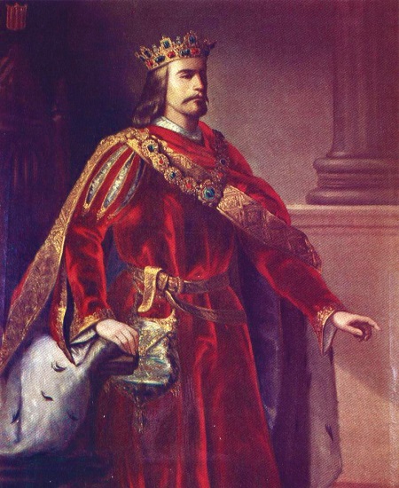 Retrato imaginario de Alfonso IV, hijo de Jaime II de Aragón, hecho por Manuel Aguirre y Monsalbe en el siglo XIX