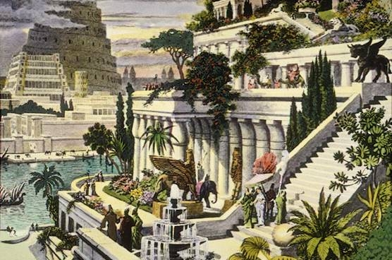 Los jardines colgantes de Babilonia, según van Heemskerck