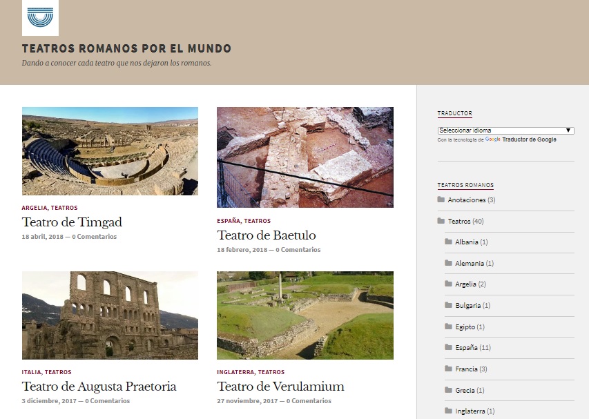 Captura de pantalla del blog Teatros romanos por el mundo