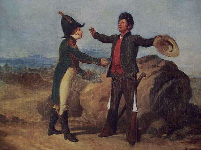 Óleo en el que se representa a Agustín de Iturbide y a Vicente Guerrero