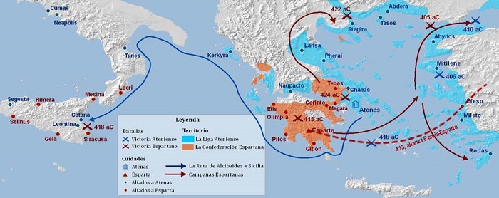 Mapa de la Guerra del Peloponeso Mi Historia universal