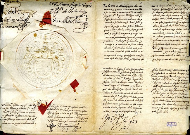 Una de las páginas del testamento de Felipe II