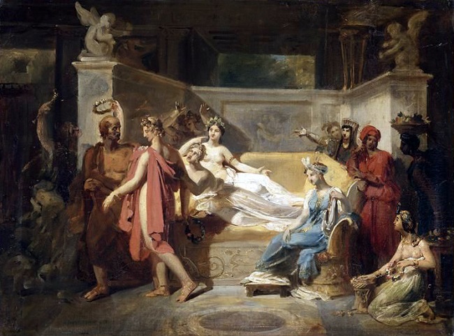 Alcibíades con las cortesanas, cuadro de Felix Auvray (1833)